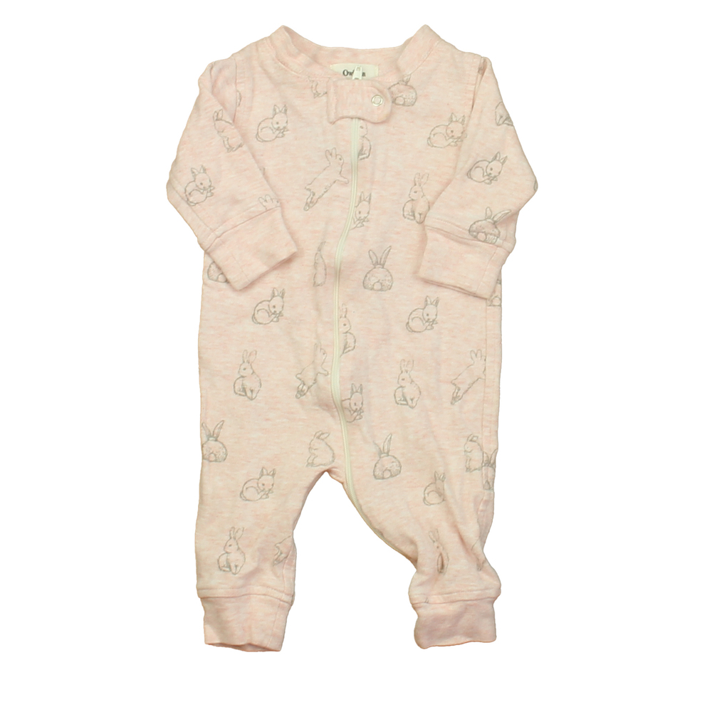 Owlivia Girls Pink Bunnies 1-piece Non-footed Pajamas size: 0-3 Months